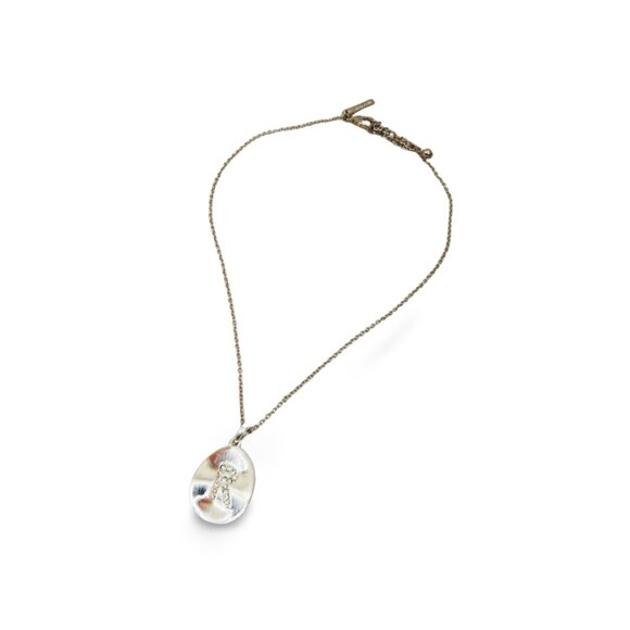 Brilliant Silver Tone Initial "R" White Topaz Pendant Chain Necklace JW1535 - Picture 4 of 5